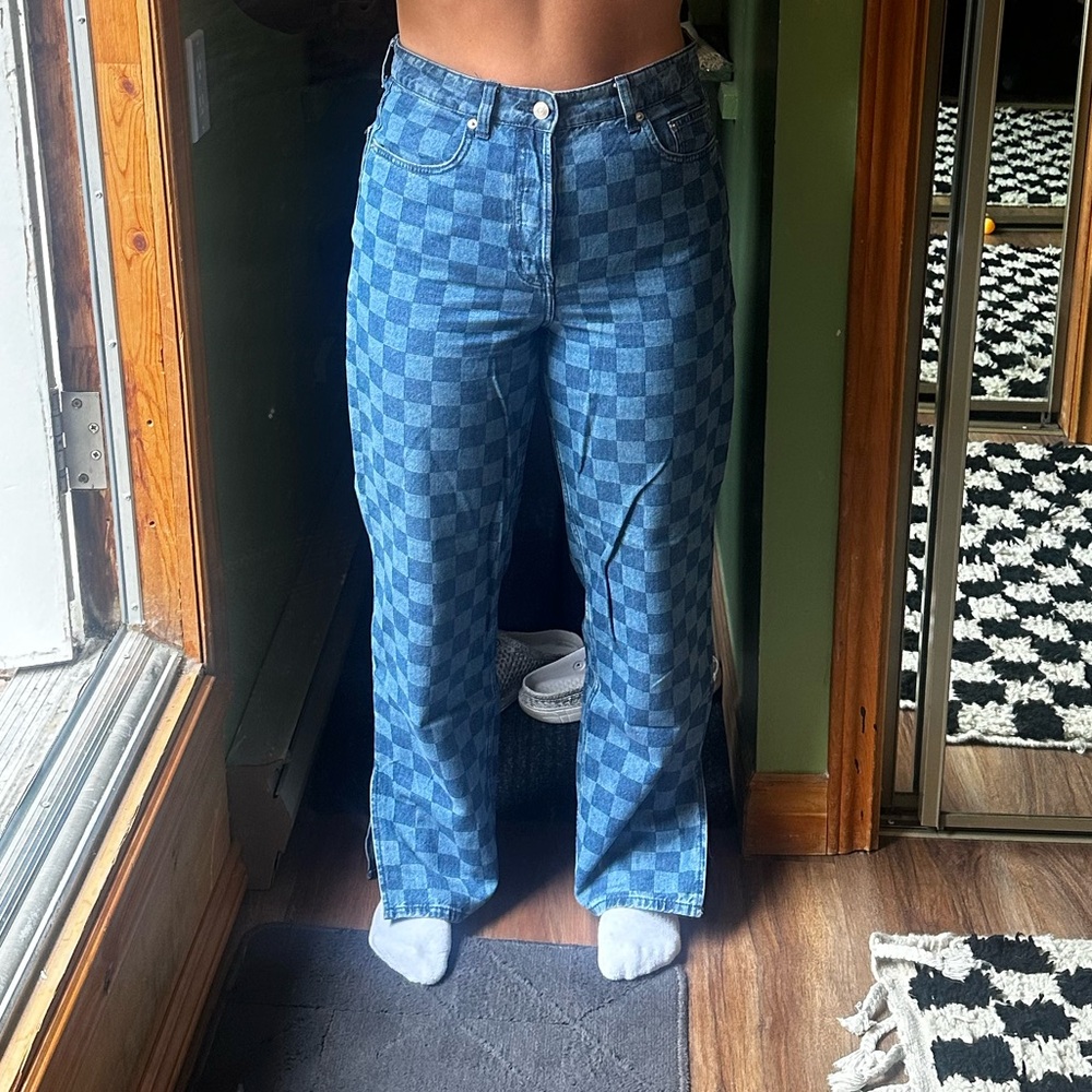 H&M Blue Checkered Jeans